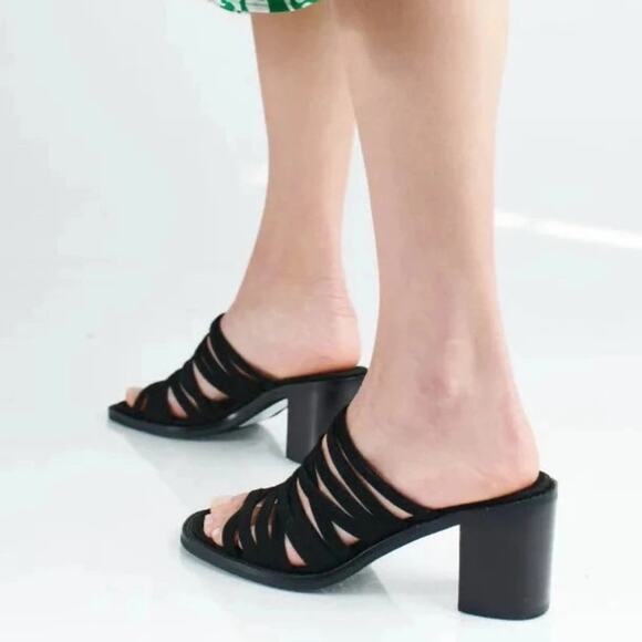 JEFFREY CAMPBELL Intertwine Slide Sandal - Black Suede - Picture 2 of 10